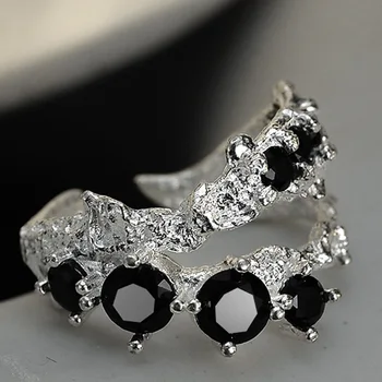 MLKENLY Personality, 100% стерлинговое сребро 925 проба, пръстен с куха структура, женски пръстен с отворен наблизо, диамантен пръстен на показалеца