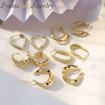 5 двойки, позлатени масивни обици-халки с неправилна форма с чукане в стил пънк за жени, минималистичное геометрично витое полированное пръстен в ухото