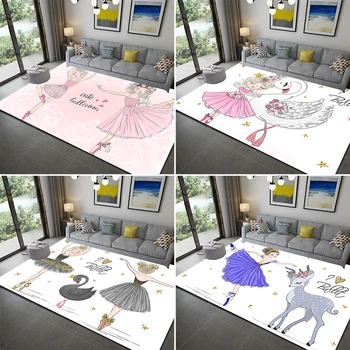 Мат с 3D принтом за момичета-балетниц, игрална подложка за детска спалня, мека фланелевая пяна с ефект на памет, слот килими за хол