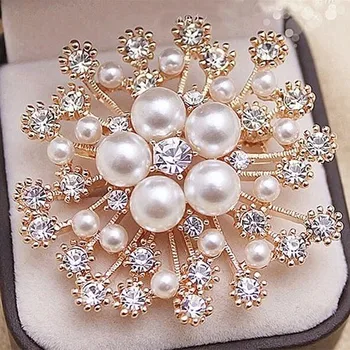 Брошки с перли, кристали и цветя модел за жени, за сватба, изискана брошка във формата на снежинки, темпераментное украса