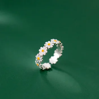 Модерен пръстен с цвете Маргаритки за жени, Бели Цветя, Регулируема Открывающееся Пръстен на пръста си, Сватбени декорации за Годеж на булката, Подарък на едро