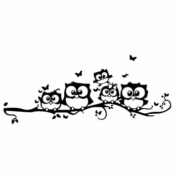 Креативни Стикери Бухал Пеперуда Автомобилни Стикери за Украса Птици Винил Черен/Сребрист, 18 см * 7 cm