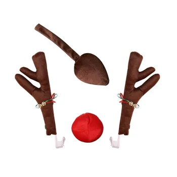 Украса на Колата елен, носа рог, костюм на Рудолф, Коледни оленьи рога, украса за червено на носа, лосиные рог