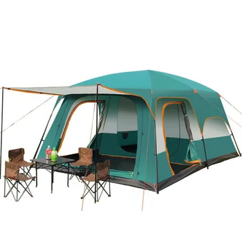 Къмпинг 5-8/8-12 души, двупластова палатка, две спални, водоустойчив, голямо пространство, фамилна палатка на открито, Туристическа палатка, Къмпинг, за пътуване