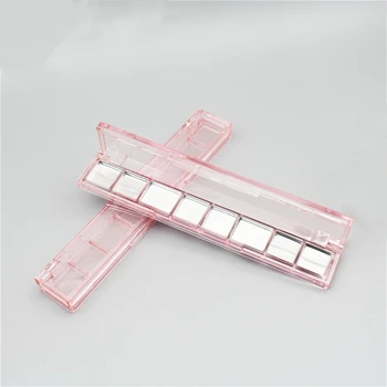 Празни 8-мрежест правоъгълен калъф за сенки за очи от розов прозрачен цвят с алуминиева тенджера 30шт