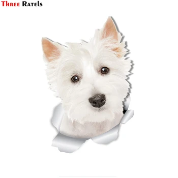 Three Ratels FTC-1098 3D Скъпа Стикер с Кучето Уэсти За Кола Уест Хайленд Уайт Териер Стикер На Стената в Тоалетната на Хладилника
