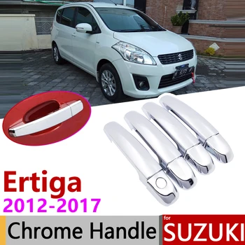 за Suzuki Ertiga 2012 ~ 2017 Хромирани външна врата копчето, аксесоари за автомобили, стикери, декорация, комплект за 4 врати 2013 2014 2015 2016